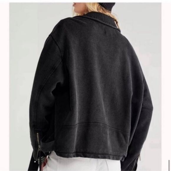 Free People Black Moto Jacket Large New - Picture 4 of 12